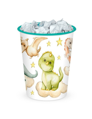 Tradineur - Papelera Infantil sin tapa con diseño de Dinosaurios - Capacidad de 6 Litros - Fabricado en Plástico - Cubo ligero y