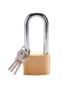 Tradineur - Candado de latón con 3 llaves, arco alto de acero endurecido, máxima seguridad, taquillas, gimnasio, maleta, armario