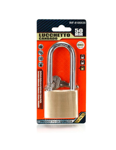 Tradineur - Candado de latón con 3 llaves, arco alto de acero endurecido, máxima seguridad, taquillas, gimnasio, maleta, armario