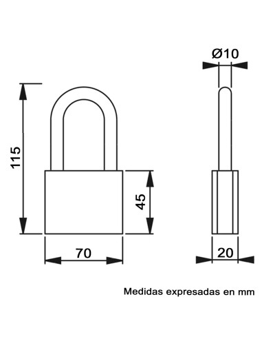 Tradineur - Candado de latón con 3 llaves, arco normal de acero endurecido, máxima seguridad, taquillas, gimnasio, maleta, armar
