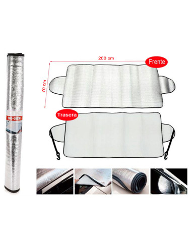 Tradineur - Protector para parabrisas de coche, parasol de aluminio, funda antihielo, protección rayos UV, válido para invierno