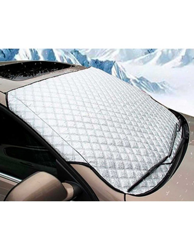 Tradineur - Protector para parabrisas de coche, parasol de aluminio, funda antihielo, protección rayos UV, válido para invierno