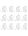 Tradineur - Pack de 12 ganchos de ventosa, uso universal, sin taladrar ni pegar, perchas, colgadores, pared, baño, cocina (Trans
