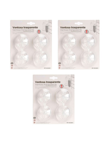 Tradineur - Pack de 12 ganchos de ventosa, uso universal, sin taladrar ni pegar, perchas, colgadores, pared, baño, cocina (Trans