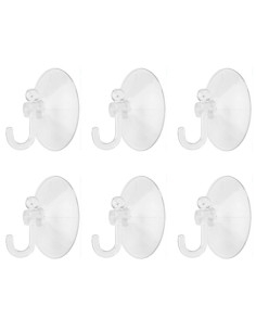 Tradineur - Pack de 6 ganchos de ventosa, uso universal, sin taladrar ni pegar, perchas, colgadores, pared, baño, cocina (Transp