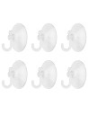 Tradineur - Pack de 6 ganchos de ventosa, uso universal, sin taladrar ni pegar, perchas, colgadores, pared, baño, cocina (Transp