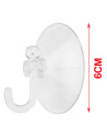 Tradineur - Pack de 6 ganchos de ventosa, uso universal, sin taladrar ni pegar, perchas, colgadores, pared, baño, cocina (Transp