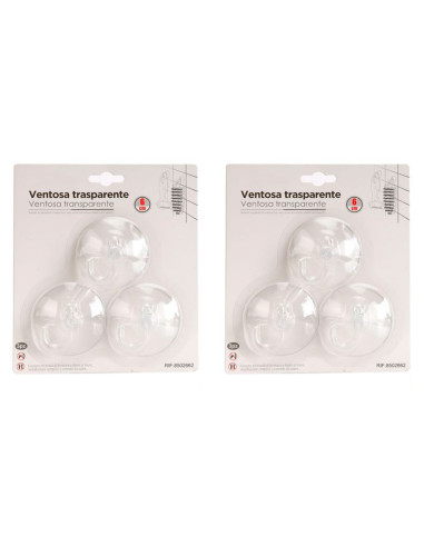 Tradineur - Pack de 6 ganchos de ventosa, uso universal, sin taladrar ni pegar, perchas, colgadores, pared, baño, cocina (Transp