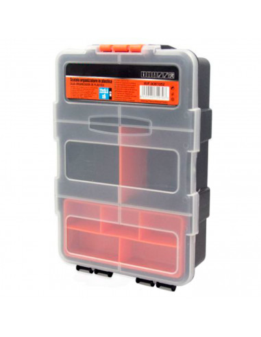 Tradineur - Caja organizadora con múltiples compartimentos y bandeja interior, polipropileno, almacenamiento de herramientas, to