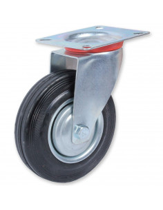 Tradineur - Rueda giratoria para muebles, hierro y goma, incluye placa de montaje, rueda de transporte para cargas pesadas, indu