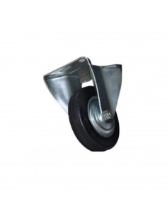 Rueda fija con soporte rueda con 10 cm de diámetro y 2 cm de ancho fabricada con goma y hierro