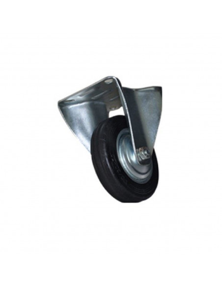 Rueda fija con soporte rueda con 10 cm de diámetro y 2 cm de ancho fabricada con goma y hierro