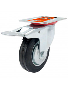 Tradineur - Rueda giratoria 360º con soporte metálico y freno, ideal para instalaciones manuales, mesas móviles, carritos - 10 c