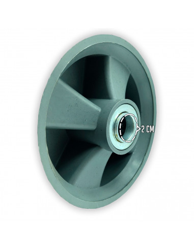 Tradineur - Rueda de goma dura para carretilla - Estructura de hierro resistente - Dibujo para conocer el desgaste, eje de 2 cm
