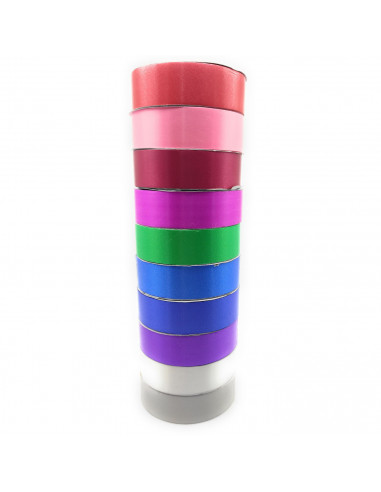 Tradineur - Pack de 10 rollos de cinta de regalo de 3 cm de grosor y 13,7 metros de longjitud, juego de 10 cintas de raso multic