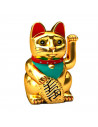 Gato de la suerte dorado, gato de la fortuna a pila, saluda moviendo el brazo, 9 x 16 cm