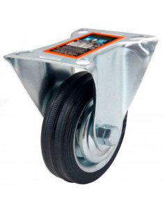 Tradineur - Rueda fija para muebles, 3", hierro y goma, incluye placa de montaje, rueda de transporte para carritos, mesas, indu