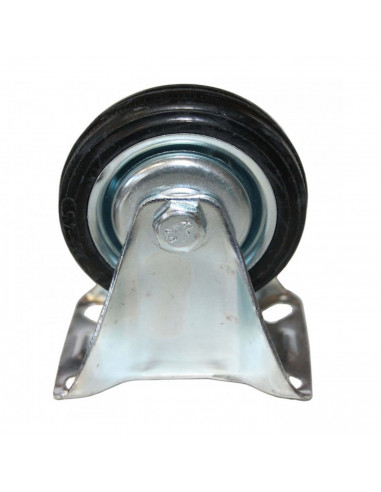 Tradineur - Rueda fija para muebles, 3", hierro y goma, incluye placa de montaje, rueda de transporte para carritos, mesas, indu