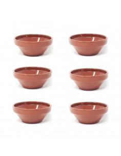 Gerimport - Pack de 6  cuencos de barro liso de 16 cm. de diámetro, juego de 6  tazones de barro 7 x 16 cm