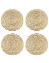 Pack de 4 salvamanteles realizados en paja, con forma redonda, de 30 cm de diámetro y 1,5 cm de alto, para colocar utensilios de