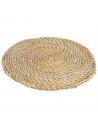 Tradineur - Salvamantel de paja redondo, 30 cm de diámetro y 1,5 cm de alto, para colocar utensilios de cocina, mantel individua