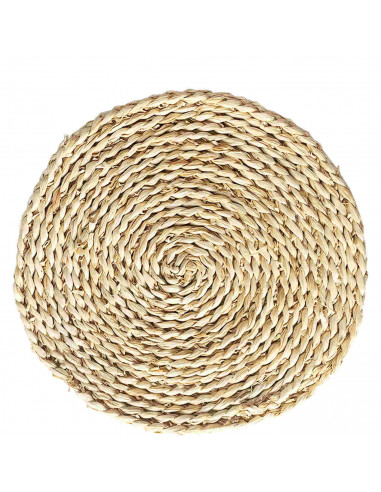 Tradineur - Salvamantel de paja redondo, 30 cm de diámetro y 1,5 cm de alto, para colocar utensilios de cocina, mantel individua
