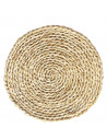 Tradineur - Salvamantel de paja redondo, 30 cm de diámetro y 1,5 cm de alto, para colocar utensilios de cocina, mantel individua