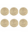 Pack de 6 salvamanteles realizados en paja, con forma redonda, de 30 cm de diámetro y 1,5 cm de alto, para colocar utensilios de