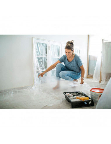 Tradineur - Pack de 6 protectores cubre todo de plástico, cobertor antipolvo y lluvia de polietileno, cubrir muebles (Transparen