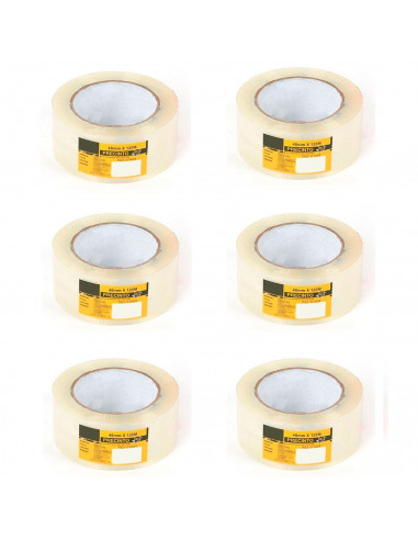 Tradineur - Pack 6 cintas adhesiva precinto transparente multiuso 48 mm x 120 m ideal para embalar y cerrar cajas