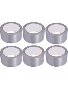 Pack de 6 cintas americanas de 15 metros de longitud y 4,8 cm de ancho, de color gris, ideal para distintas ocasiones. Set de 6