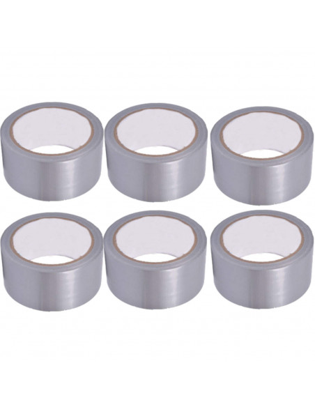 Pack de 6 cintas americanas de 15 metros de longitud y 4,8 cm de ancho, de color gris, ideal para distintas ocasiones. Set de 6