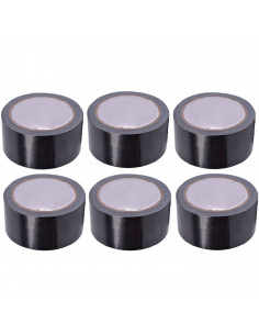 Pack de 6 cintas americanas de 15 metros de longitud y 4,8 cm de ancho, de color negro, ideal para distintas ocasiones. Set de 6