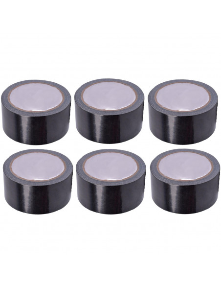 Pack de 6 cintas americanas de 15 metros de longitud y 4,8 cm de ancho, de color negro, ideal para distintas ocasiones. Set de 6