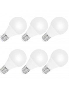 Pack de 6 bombillas led de 6w, de luz blanca fría, E27 con 85% de economizador de energía,480 lm 4000k, 20000h, 180 - 230v,50w,A