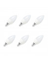 Pack de 6 bombilla led vela E14 5w luz blanca fría 6400k, 450 lm, economizadora de energía 85% A + 100 x 40 mm