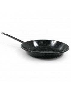 Sartén llana de acero esmaltada, bordonada, de 26 cm de diámetro, apta para todo tipo de cocinas, gas, inducción, vitro