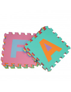 Tradineur - Pack 10 baldosas de goma eva 31.5 x 31.5 cm diseño con letras. Esterilla, puzzle para suelo de fitness y gimnasio, a