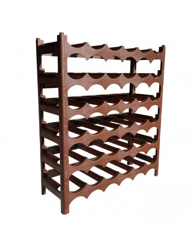 Tradineur - Botellero de plástico apilable, de 60 x 69 x 23 cm, con capacidad para 36 botellas, de color marrón, almacenar botel