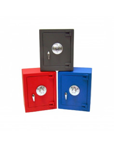 Caja de caudales hucha con combinación tamaño mini color surtido ideal para guardar dinero, objetos, etc. 13.5 x 11.5 x 9.5 cm (