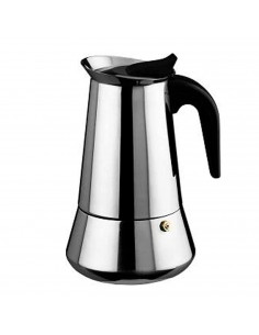 Tradineur - Cafetera de acero inoxidable, 10 tazas, apta para cocina de inducción, cafetera clásica, plateada, uso doméstico y e