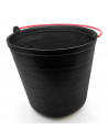 Tradineur - Cubo de plástico negro 10 litros, asa metálica forrada, 26 x 25 cm, cubo redondo multiuso, limpieza, camping, pesca,