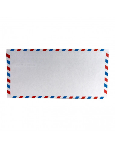 Pack de 150 sobres para correo aéreo, sobres de papel blanco liso para cartas, borde rojo y azul, solapa autoadhesiva