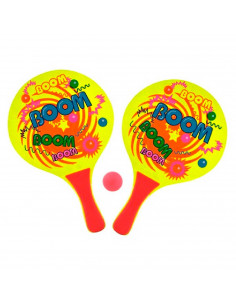 Palas playa multicolor con pelota color amarillo ideal para jugar en la playa o piscina 24 x 0.6 x 38 cm (ancho x alto x largo)