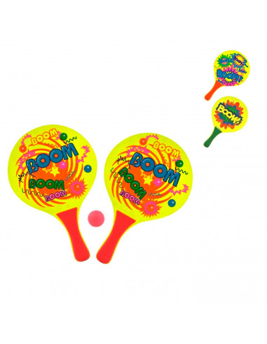 Palas playa multicolor con pelota color amarillo ideal para jugar en la playa o piscina 24 x 0.6 x 38 cm (ancho x alto x largo)