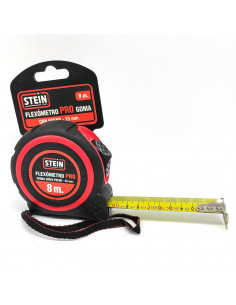 Stein - Cinta métrica, flexómetro profesional 8 m x 25 mm, antideslizante, punta imantada, freno de seguridad, clip de sujección