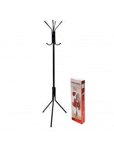 Tradineur - Perchero de pie metálico negro con 8 ganchos, 173 x 44,5 x 44,5 cm, soporte clásico para colgar ropa, abrigos, sombr