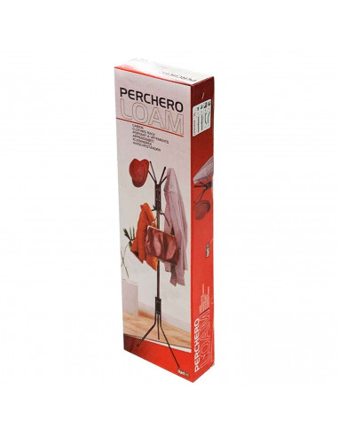 Tradineur - Perchero de pie metálico negro con 8 ganchos, 173 x 44,5 x 44,5 cm, soporte clásico para colgar ropa, abrigos, sombr