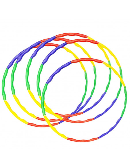 Pack de 5 Hula.Hops desmontables muilticolor, diámetro 73 cm, aro para ejercicio, deportes y jugar