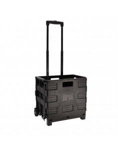 Carro con caja plegable de 83,5 x 38 x 30 cm con 2 ruedas y cuerda, Plataforma de transporte plegable de metal para mover produc